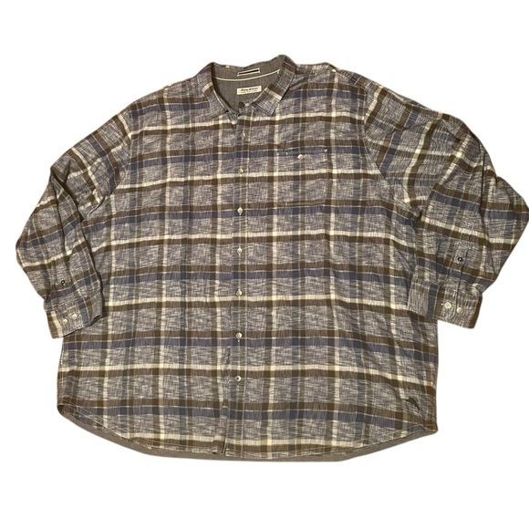 5XLB Mens Tommy Bahama Canyon Beach Flannel Long Sleeve Button Shirt 5XL Plaid - Picture 1 of 7